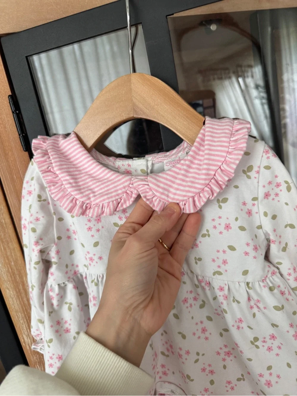 Stitchy Fish floral set bloomers long sleeve ruffle peter pan collar baby girl